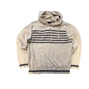 Vintage Banana Republic Chunky Knit Hoodie Men XL Neutral Stripe Coastal Preppy‎